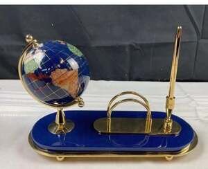 Gemstone Lapis Blue Globe Desk Set